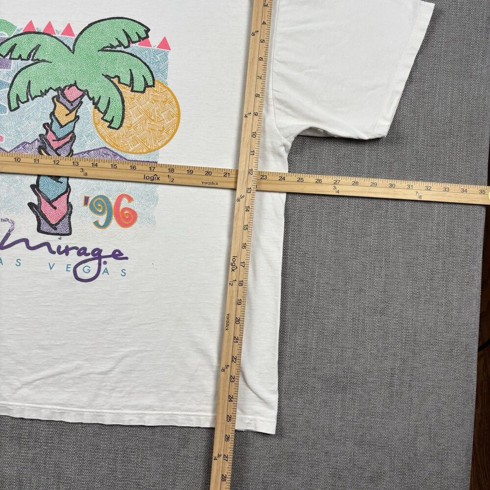 Vintage 96 Mirage Las Vegas T-Shirt XL White Summer Palm Tree Graphic Made USA - Picture 3 of 8